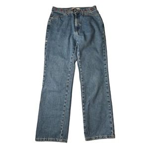 Vtg Tommy Hilfiger TH Embroidered Logo‎ Waistband Straightleg Jeans Y2K Womens 6